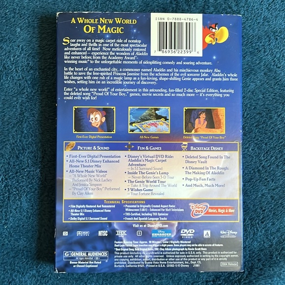 Walt Disney Aladdin 2-Disc Special Edition platinum edition dvd set - Picture 2 of 10